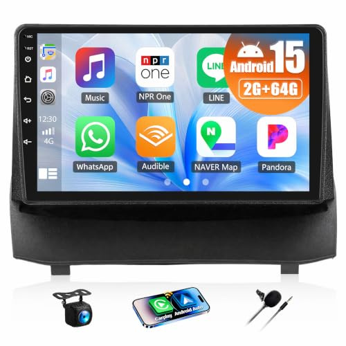 CAMECHO 2+64G Android 15 Autoradio 9 Zoll für Ford Fiesta 2009-2014 mit GPS WiFi FM RDS, Wireless Carplay Radio mit Bluetooth Android Auto Mirror Link mit Rückfahrkamera Canbus, HD Touchscreen