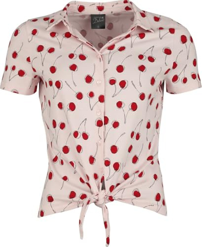 Pussy Deluxe Cherry Binding Blouse Frauen Bluse rosa Rockabilly