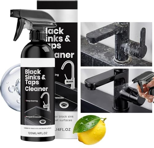 Eliminador Manchas Agua Dura Grifo Negro, 120ml Spray Desincrustante | Spray Limpiador Para Fregaderos De Acero Inoxidable & Limpiador Y Abrillantador Para Utensilios De Cocina Para Grasas