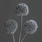 3x Allium Zwiebel Lauch Zwiebelblüte Bündel Kunstpflanze Kunstblume, silber, 43 cm