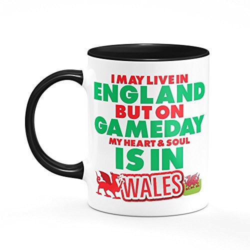 Welsh On Gameday Mug One Size Black/White Wales Football Rugby Gift for Him Dad Joke Funny