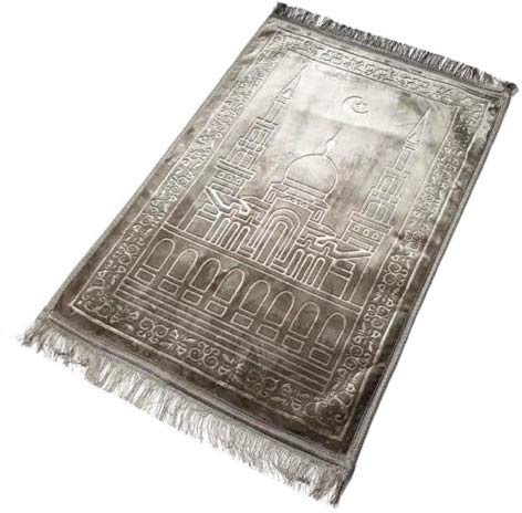 Padded Velvet Prayer Mats 80x120cm (GREY)