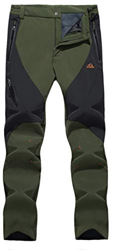 EKLENTSON Herren Ski Schnee Hose Fleece-Hose Softshellhose Trekkinghose Warm Herbst Winter Atmungsaktiv, (Armeegrün, 36)