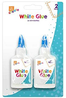 White PVA Craft Glue. Nontoxic White Glue with Fine Tip, 40ml - 2 Pack, Ideal for Papers, Posters, etc.