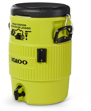 IGLOO Portable 5 Gallon Plastic Camping, Worksite, and Sporting Event Handwash Hand Washing Station Water Dispenser Jug with Spigot and Soap Caddy