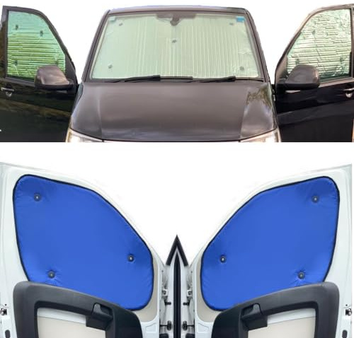 Thermo-Jalousien Kombatibel Mit Ford Transit Custom (2012-Date)(Frontset) Hintergrundfarbe in Blau, Reversibel und Thermisch