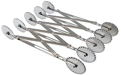 Stainless Steel Pizza Roller Cutter Folding 5 Wheel Pastry Cutter Multi-Wheel Dough Divider Roller Cookie Dough Cutter Divider