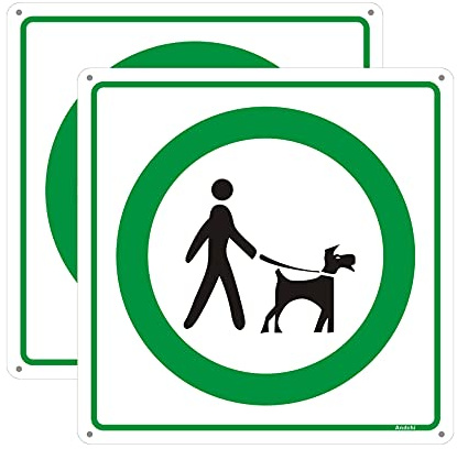 2pcs Dog Signs Keep Dog on Lead Sign, Aluminium Dog Safe Sinage, Size 7.87 * 7.87 inch/20 * 20cm