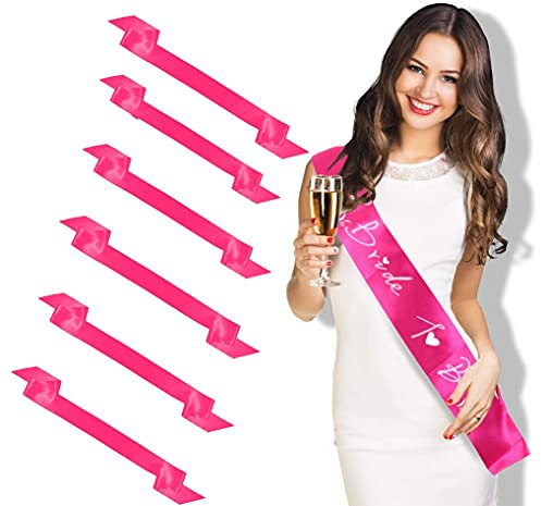 Fajín de Satén de Color liso para Bricolaje, Banda Liso DIY para Desfiles, Despedidas de soltero, Bodas, Cumpleaños y Graduación, 6PCS (Fucsia)