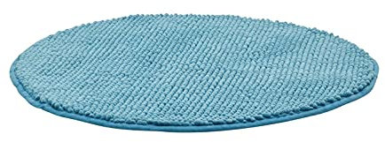 HOMESTORY Badematte Grau Polyester 55,0cm Ø Antirutschbeschichtung auf der Unterseite, Farbe-Dekor:Türkis, Design:rund (55 cm)