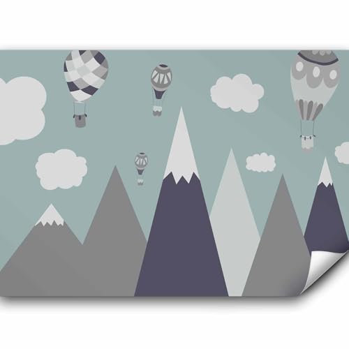 murando - Vlies Fototapete für Kinder 450x315 cm Vlies Tapeten Wandtapete XXL Moderne Wanddeko Design Wand Dekoration Wohnzimmer Schlafzimmer Kinderzimmer Gebirge Himmel Wolken Ballon