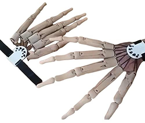 BSTCAR 2 Stück Lange Krallen, Halloween Gelenkkrallen Handschuhe mit flexiblem Gelenk, Horror Skelett Hand Knochen Reaper Handschuhe Cosplay Requisiten geeignet die meisten