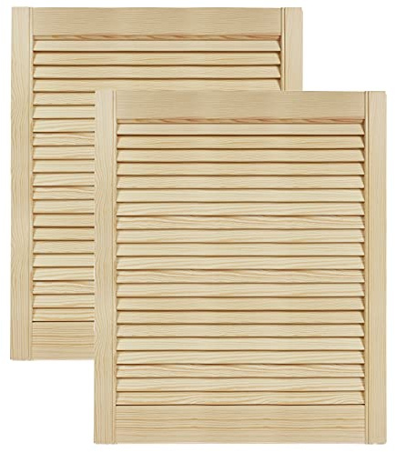 Lamellentüren Holz 2er Pack 594x720 mm | Holztür aus massiver Kiefer mit fühlbarer Struktur | Möbelfronten für kreative Renovierung | Lamellentür für Schrank oder Garderobe | Natur
