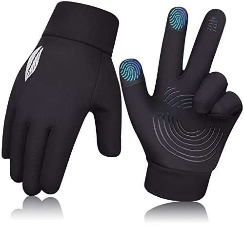 OKIDSO Guanti termici invernali impermeabili per bambini - Ragazzi Ragazze Bicicletta Ciclismo Touchscreen Caldo pile antiscivolo leggeri Età 6-8 per Equitazione Passeggiate Sci