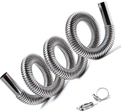 AYUSEB 200 CM Abgasschlauch für Stromerzeuger, Edelstahl Abgasrohr 25mm Diesel Auspuff Abgasrohrleitungen, mit 2 Schellen Standheizung Kraftstofftank Auspuffrohr Schalldämpfer Heizung