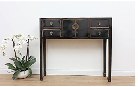 Yajutang Console chinoise Buffet Table d'appoint en bois massif