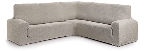 Milica Husse für symmetrisches Ecksofa | Superelastischer Stoff, perfekte Passform und Rundumschutz | Waschbare elastische Husse, rutschfest und weich – Farbe: Elfenbein, Größe Normal (bis 450 cm)