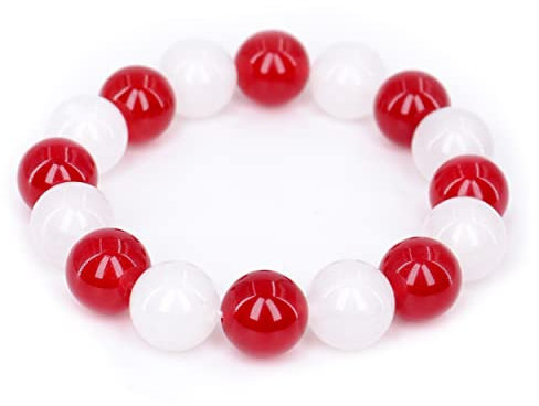 Roffatide Anime Perlen Armband Cosplay Kyo Sohma Armband Kristall Rot Weiß Runde Perlen Stretch Armband für Frauen Männer