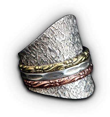 Volks Juwelier Breiter Drehring Silberring für Damen | 925 Silber Spinner Ring | bewegliche Ringe | Meditationsring | RG: