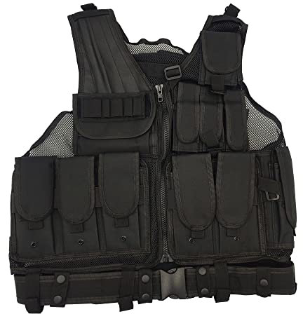 Saigo Defense Tactical Vest Airsoft USMC US Army/mit abnehmbarem Holster/Paintball/Modular System/Material: Hochfestes Cordura-Gewebe/Farbe: Schwarz