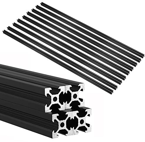 JiGiU 1000mm 2020 V-slot Aluminium Profil Schwarz nach Europäische Standard 6063-T5 Eloxierte Oberfläche 20x20 Schlitz 6mm Linearschiene für DIY Frame 3D-Drucker CNC-Maschinen (9 Stück)