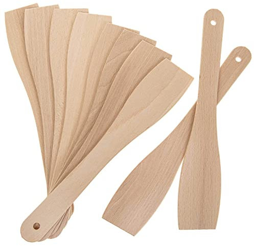 SIDCO Pfannenwender 10 x Holz Pfannenheber Bratenwender Holzschaber Kochlöffel Set