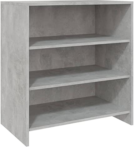 vidaXL Sideboard mit 3 Ablagen Kommode Anrichte Schrank Regal Beistellschrank Mehrzweckschrank Standschrank Betongrau 70x40,5x75cm Holzwerkstoff