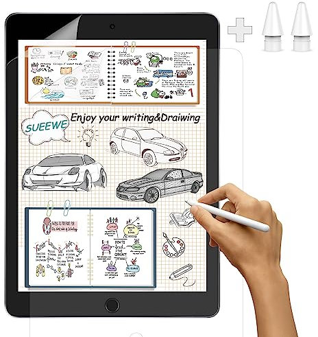 [2 Stück] Like Matt Papier Folie für 10,2 iPad 9./8./7. Generation (2021/2020/2019), Papier Gefühl zum Zeichnen Schreiben Skizzieren, mit 2 Spitzen für Apple Pencil Pro & USB-C & 2./1. Generation