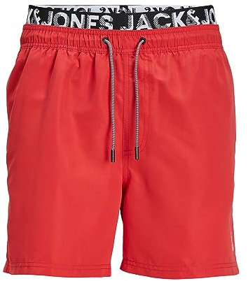 Jack & Jones Jpstfiji Jjswim Db Wb Ly Sn Short de Bain, Hombre, Rojo, S