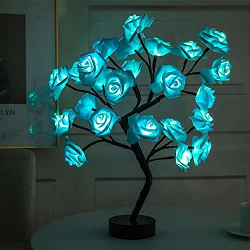 Verve Jelly Table Lamp Rose Flower Tree Light USB/Battery Powered LED Lighted Rose Blossom Fairy Light for Girls Woman Teens Valentines Day Wedding Home Party Decor