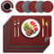 Platzsets Abwaschbar 6er Set, Tischsets Lederoptik Platzdeckchen Abwischbar Doppelseitiges Platzset mit Untersetzer für Küche, Haus, Restaurant, 43x30cm (Rot)