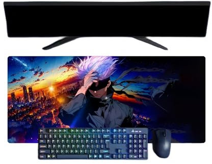 Jujutsu Kaisen Satoru Gojo Anime Tapis de Souris XXL, 800x300mm, Tapis de Souris Clavier Gaming imperméable et 3mm Base en Caoutchouc antidérapant Surface Texturée