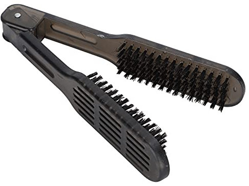 Bristle Hair Brush, Double Side Hair Straightener Brush Bristle Clamp Hair Brush Hair Detangler Brush Heat Resistant Hair Straight Comb Styling Brush
