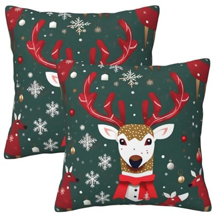 Quadratische Kissen mit weihnachtlichem Hirschmotiv, ideal für Sofas, Autositze und mehr, eine Mischung aus Stil und Komfort