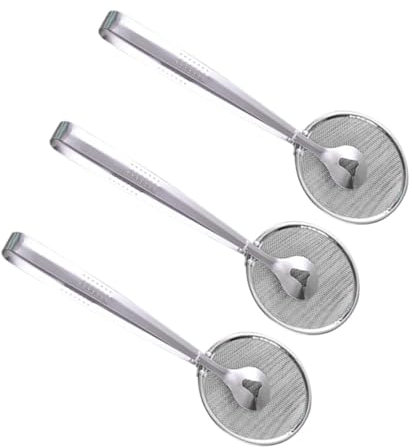 PRETYZOOM 3pièces Cuillère Passoire Inox Avec Pince Pour Cuisson Et Filtration Huile Ustensile Cuisine Et Polyvalent Lot