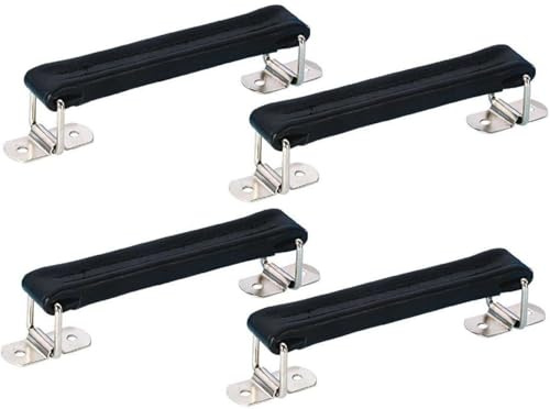 Adam Hall 4 x 3417 Ledergriff 165 mm schwarz, Tragegriff Riemengriff Koffergriff Bügelgriff Kisten Flightcase Griff Leder