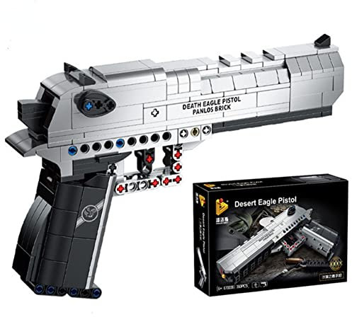 Pasyru Technik Gewehr Bausteine, 360 Teile Desert Eagle-Pistole Bausatz mit Schussfunktion, Militärische Waffen Bauset Modell