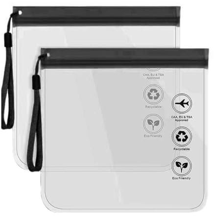 PLKSEI 2 Pcs Trousse de Toilette Transparente Femme 20x20cm Kit Voyage Avion Cabine Sac à Liquide 1L Pochette Transparente Voyage Sac de Voyage Transparent Trousse Femmes & Hommes