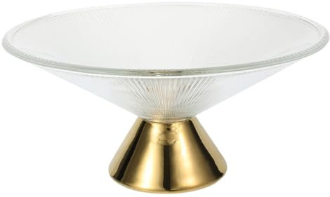 Luxshiny Frutero Con Patas De Vidrio Frutero Con Pedestal Bandeja De Frutas Secas Plato De Almacenamiento Para Pasteles Plato De Postre Cestas De Frutas A Rayas Para Organizador De