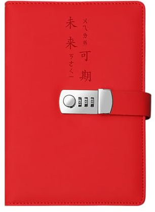 predolo Lockable Journal with Secure Combination Lock, Portable Diary for Travelers, Red
