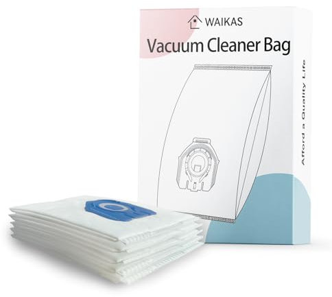 WAIKAS Sacs Aspirateur 3D Efficiency, Pack de 5 Sacs, Sac d'aspirateur Compatible avec Miele FJM/GN, Classique C2, Complet C3, Bleu