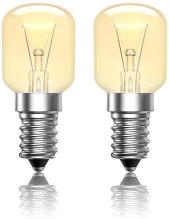CucuGo Lampadina E14 Dimmerabile per Lampada di Sale e Forno 300 Gradi, T25 E14 Luce Calda 2700K per Frigorifero, 220-240V, 2 Pezzi