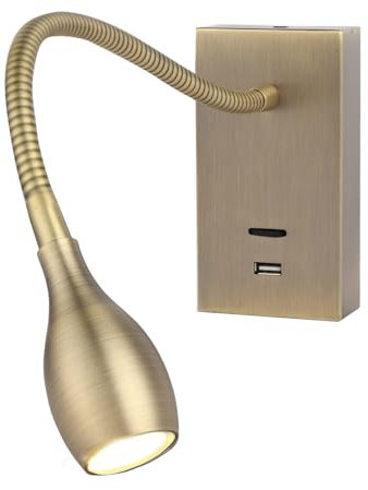Meanyee Lampe de lecture murale Lampe de chevet col de cygne Avec interrupteur/port de charge USB/réglable / 3W 3000k /finition bronze/MY-WN198T