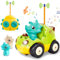 Pup Go Kleinkind Dinosaurier RC Cartoon Auto mit Musik und Lichtern, 2 austauschbare Puppen, Erste Ferngesteuerte Auto für Jungen und Mädchen, 18 Monate Geburtstag Weihnachten