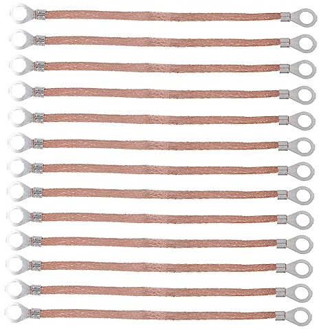 HOMSFOU 100 Piezas Correa de tierra trenzada de cobre soporte del cable correa de tierra de alambre bridas para cables conectando cable de cobre trenzado alambre de cobre aluminio Yellow