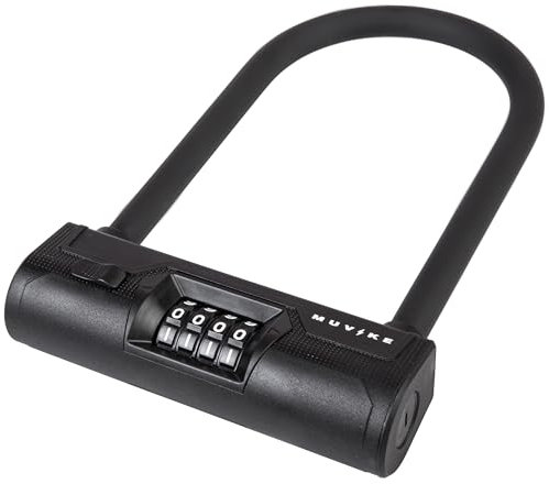 MUVIKE U-SHAPE 245/14C Bügelschloss – 24,5 cm Fahrradschloss mit Zahlenschloss – 13 mm gehärteter Stahl – Sicherheitsstufe 8 – wetterfest & stoßfest – inkl. Halterung – für Fahrrad E‑Bike Roller