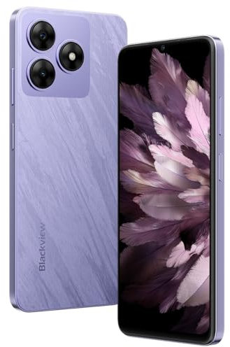Blackview Wave 8 4G Android 14 Smartphone ohne Vertrag, 12GB+128GB (2TB Externer SD), 6,56'' HD+ Bildschirm (Augenkomfort-Modus), 13MP+8MP, Dual-SIM Handy, Smart-K Box Lautsprecher, GPS Lila