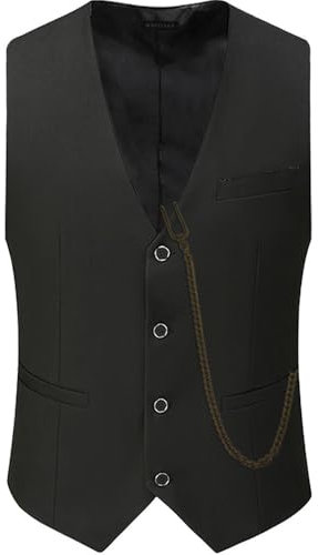 NITRY Basic Weste Herren Temperament Vintage Trend Blazer Weste Herren Jugend Klassisch All-Match Weste Herren Casual Gutaussehend Mode Anzug Weste Herren D-Black 6XL