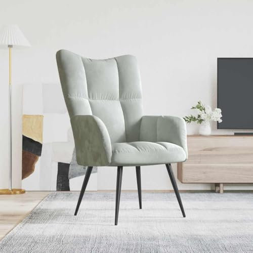 Myheimly Relaxsessel Sessel Polsterstuhl Stuhl Relaxstuhl Polstersessel Armsessel Ohrensessel Wohnzimmer Hellgrau Samt