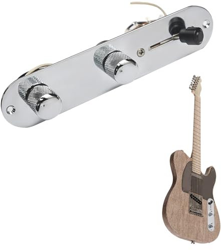 Fully Loaded Guitar Control Plate, 3 Way Loaded Prewired Control Plate Switch Harness Knobs With Jack for Tele/Telecaster Electric Guitar Parts Replacemen, Chrome